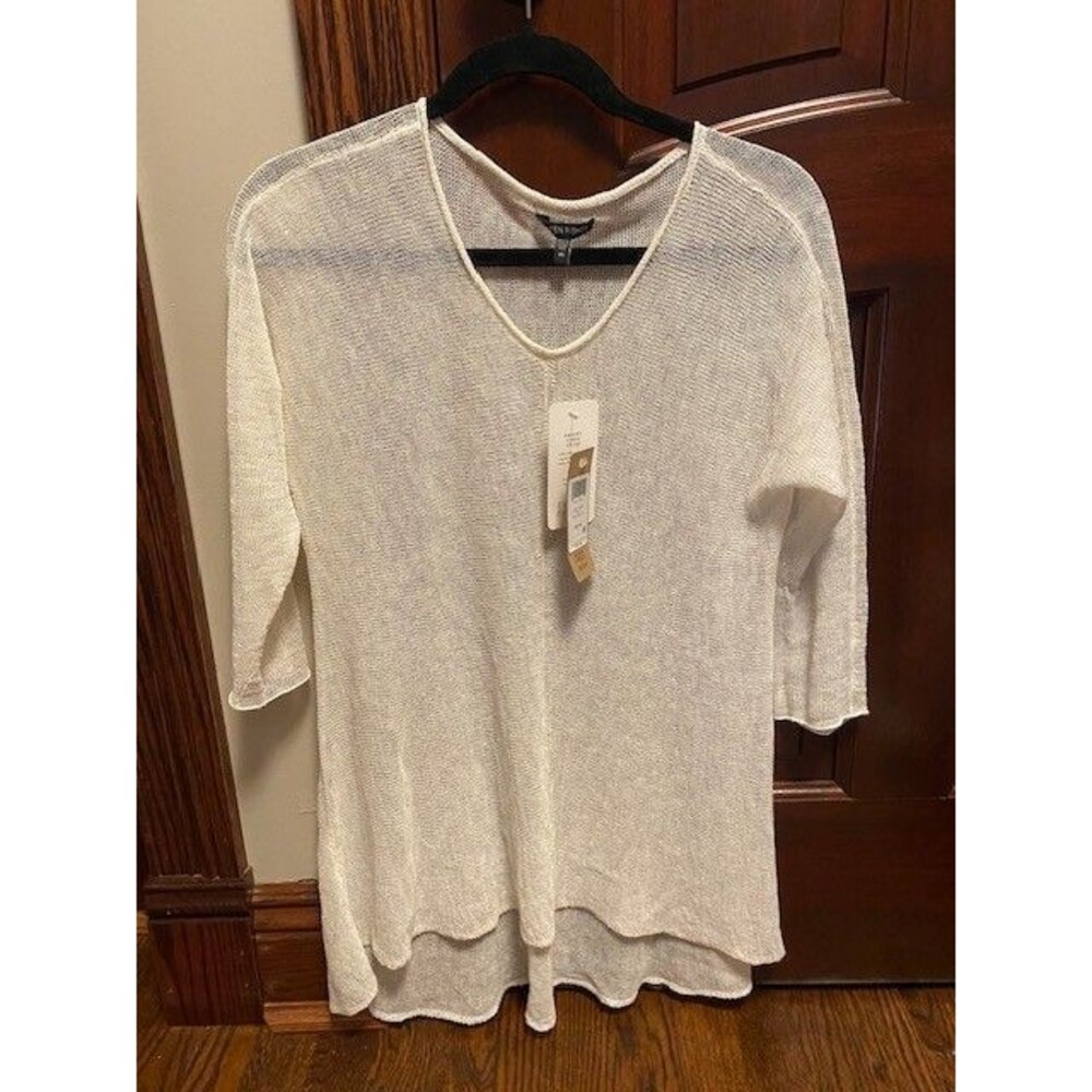 Eileen Fisher Renew Drapery Linen Crimp Pullover Top Sweater XS